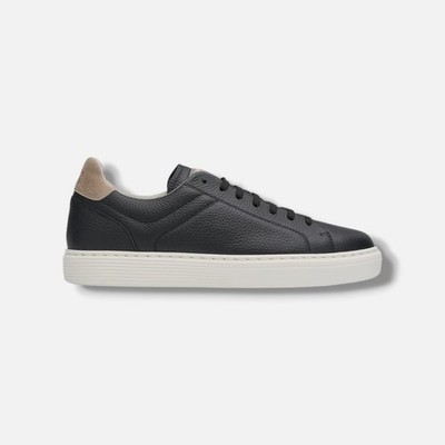 Brunello Cucinelli Men's Black Leather Low-Top Sneaker Shoe Size EU:43.5 US:10.5