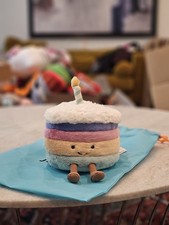 Jellycat Medium Amuseables Rainbow Birthday Cake NWT Authentic - US FAST SHIP