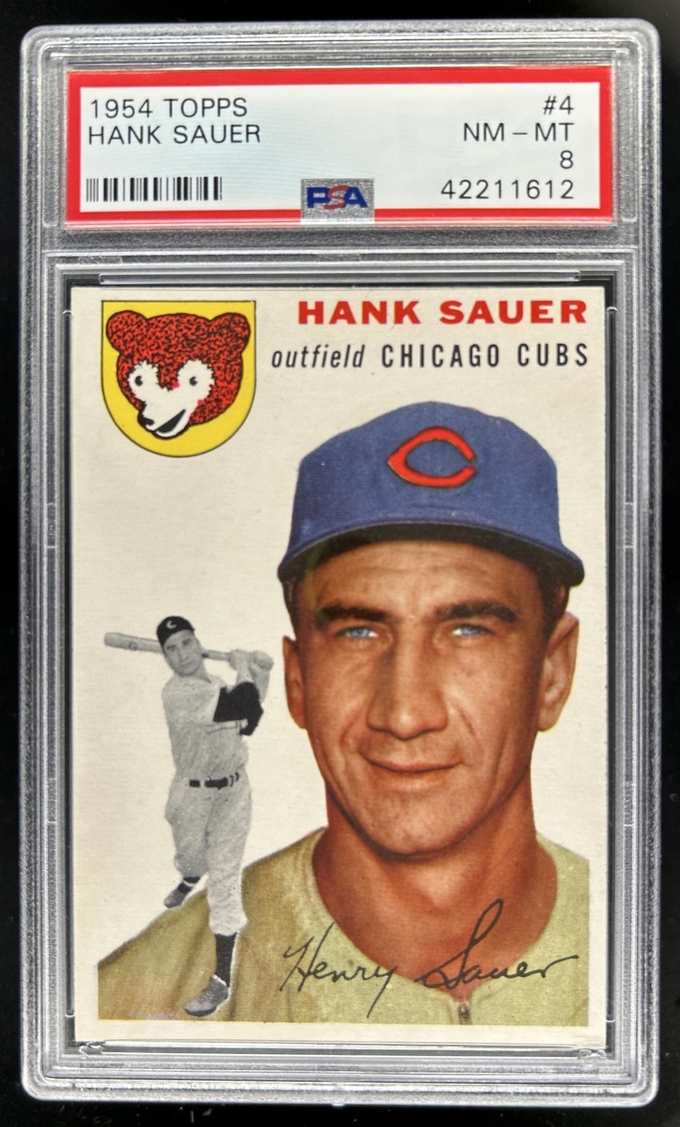 1954 Topps Hank Sauer #4 Cubs PSA 8