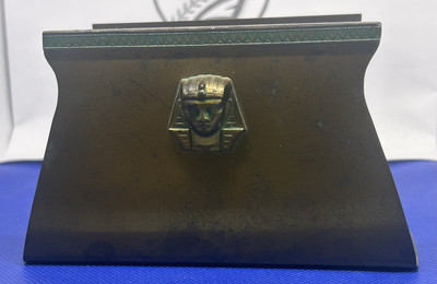 Antique Egyptian 1920 s Benedict Karnak Brass 59 Patina Pharaoh Head RARE Holder