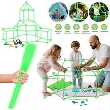 UK 130PCS Building Your Own Den Kit Play Kids Construction Fort Tent Making Set