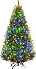Goplus 5FT Pre-Lit Artificial Christmas Tree, Hinged Spruce Xmas Full Tree with