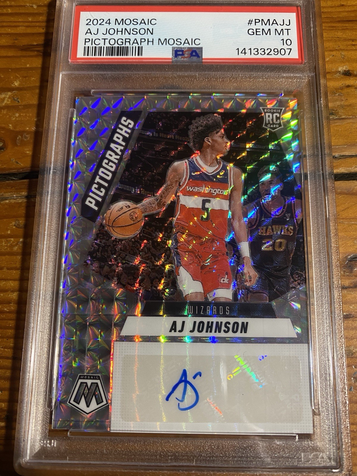 2024 Mosaic AJ Johnson Rookie RC Pictograph Prizm Auto PSA 10 Gem Mint