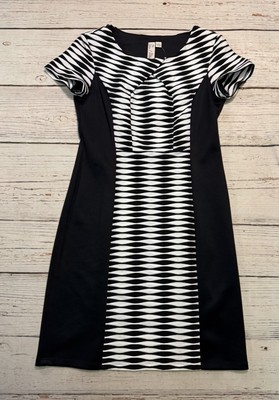 New Emma & Michelle Classic Black And White Short Sleeve Dress Women s Sz 10
