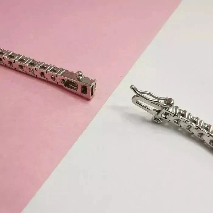 5 Ct Round Cut FG/VS Lab Grown Diamond Tennis Bracelet 14k White Gold over 7.5" - Image 3 of 4