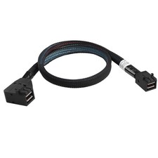 Mini SAS HD SFF8643 Cable Straight To 90 Degree Elbow Braided 45cm