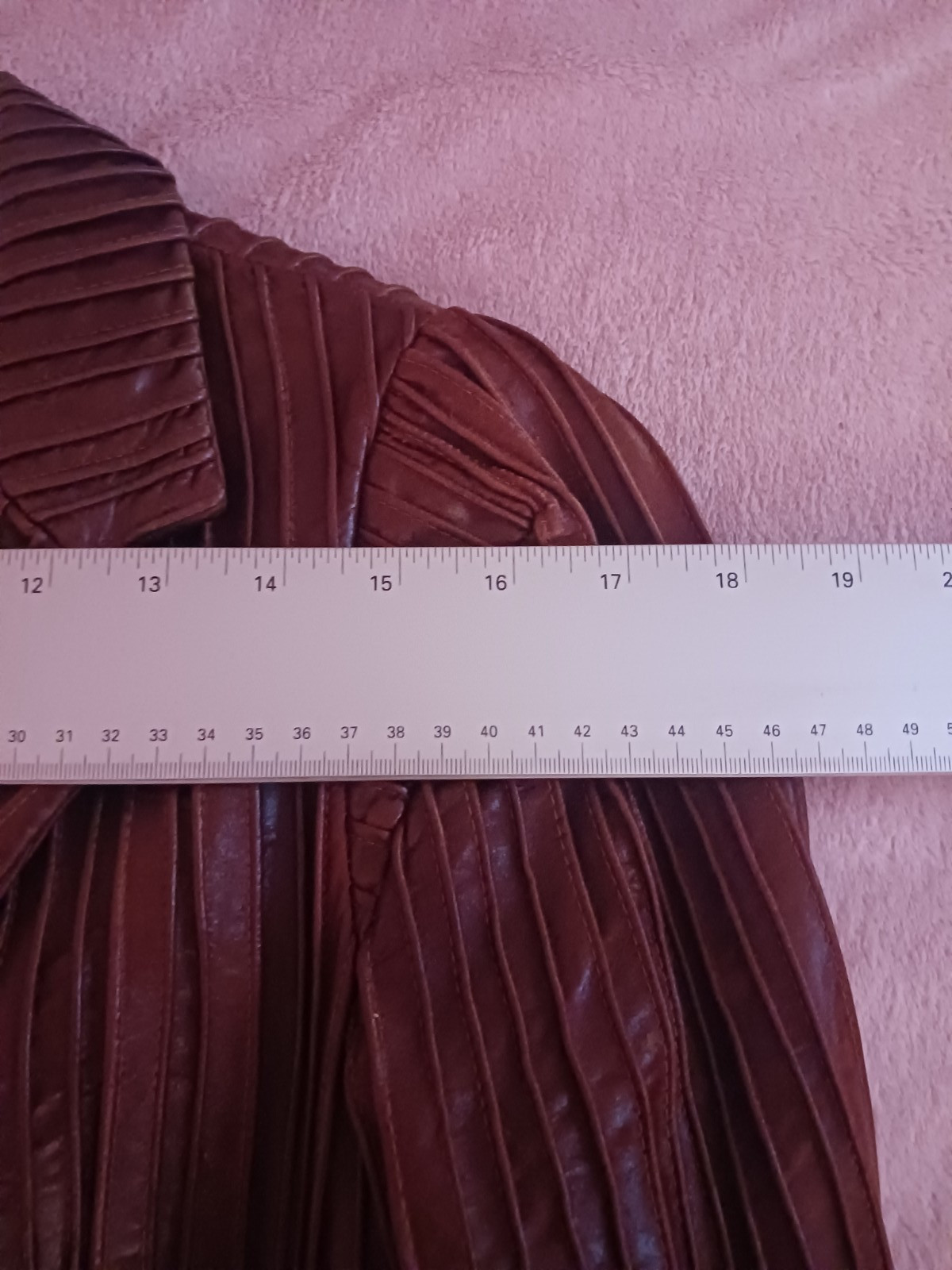 Tocca Leather Jacket Brown Red Fitted Button Plea… - image 11