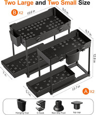 4 Pack under Sink Organizer, Bathroom Organizers and Storage, 2 Tier Multi-Use P
