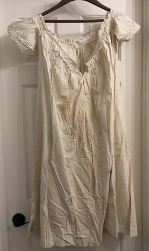 Antique 1800s Victorian Chemise Nightgown Hand Embroidered Estate 1867 Era