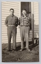 1940s Snapshot WWII Handsome Men Army Soldier Uniform His Buddy Vintage Photo