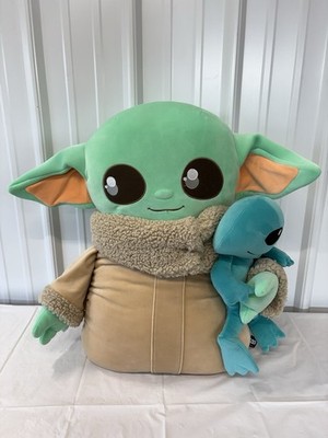 Star Wars The Child Baby Yoda Grogu Plush 24  Large w/ Blue Alien By Mattel