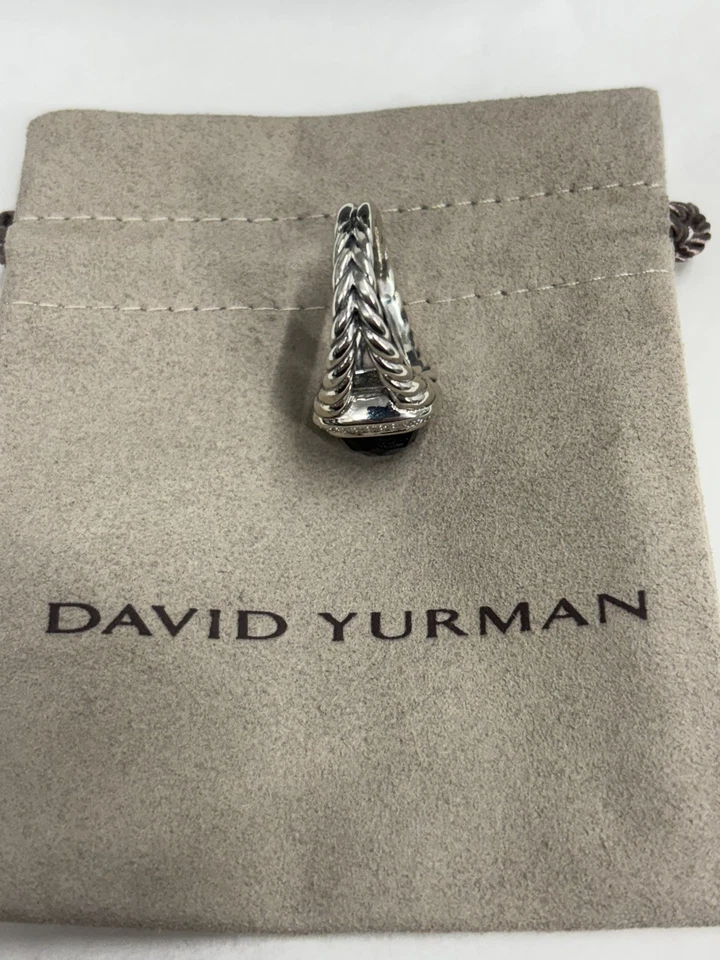 Anillo David Yurman Plata de Ley 11mm Albión Ónix Negro y Diamantes Talla 8 Foto 3 de 4