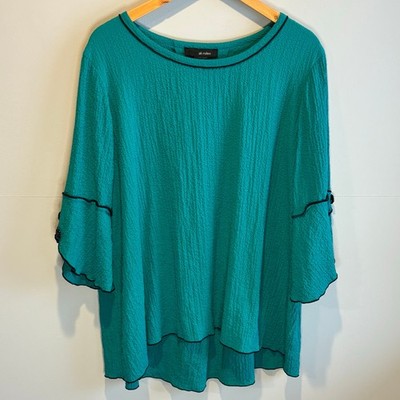 Ali Miles Turquoise 3/4 Sleeve Textured Tunic Top - size XL