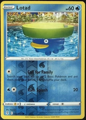 Lotad Reverse Holo Common SWSH07: Evolving Skies 032/203 NM