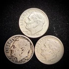 90% Silver - 1964 Roosevelt Dime - 3 Dimes - Circulated Condition - 05-23