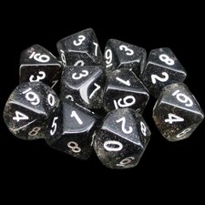 Koplow Glitter Black 10 x D10 Dice Set
