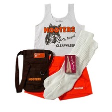 New Hooters Uniform Tank Shorts Pouch Name Tag Scrunchie Socks Pantyhose Medium