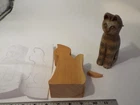 SUGAR PINE WOOD BLANK-KITTY CAT W/ BIRD-CARVING CUTOUT-ROUGHOUT-6.25X3.25-RARE**