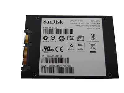 SanDisk 64GB SSD SATA SDSSDP-064G S/N: 140658401392 #NFP3025