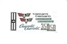 1967 Camaro 350 Emblem Kit Standard Grille V-Flag Fastener 33PC GM LICENSED