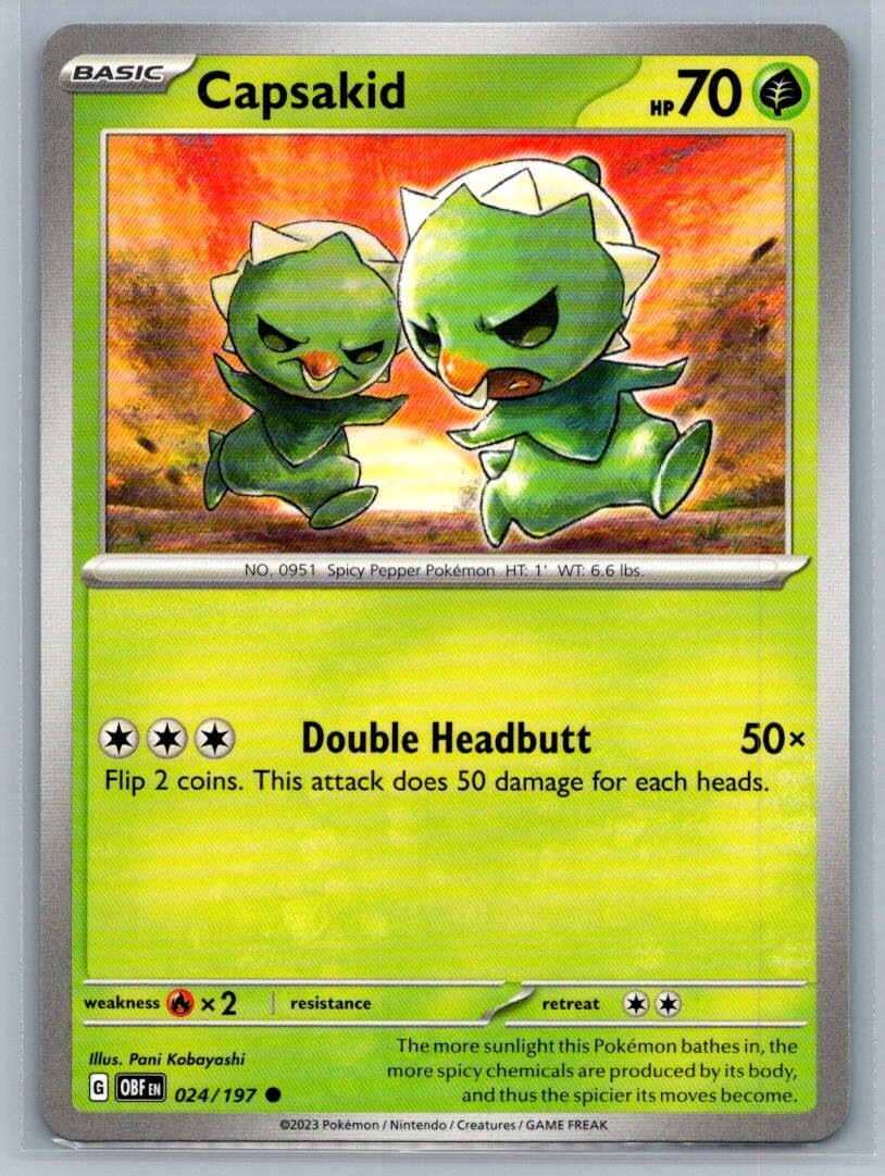 Capsakid 24/197 Obsidian Flames Common Pokémon TCG 2023