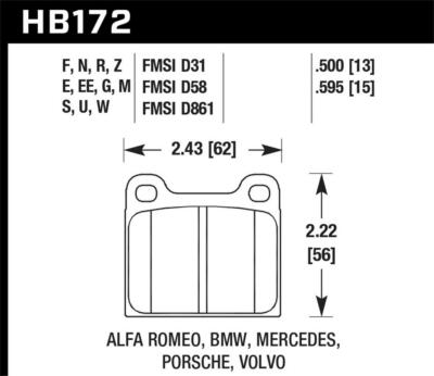 Hawk Rear Disc Brake Pad Set Fits 1990-1991 Mercedes 560SEC  HPS 5.0 Disc Brake