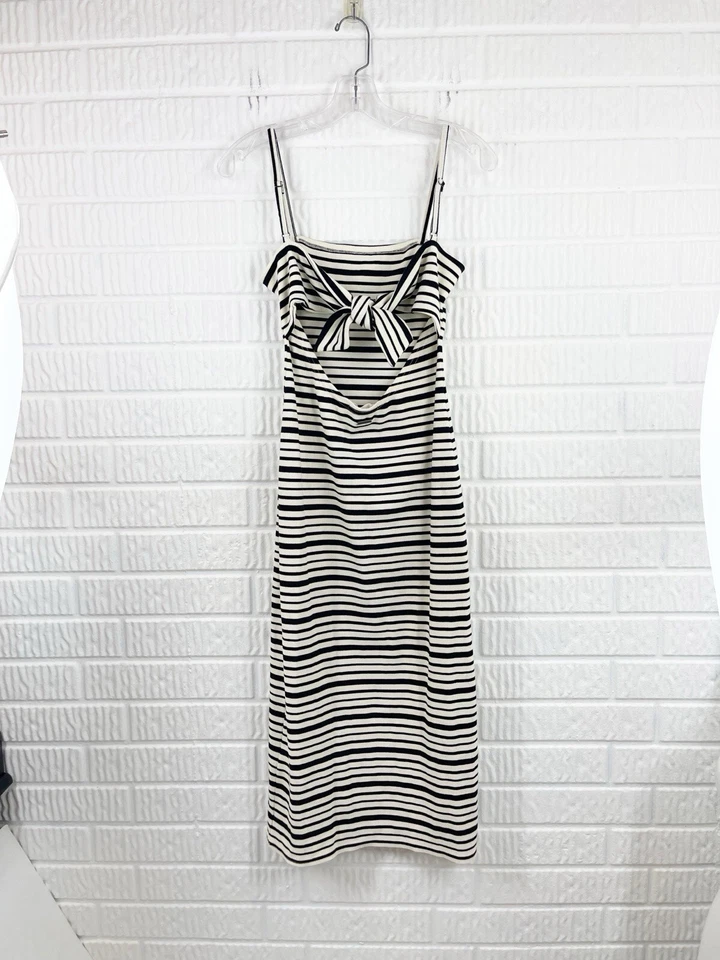 Vestido Billabong Talla Grande Corte Negro Rayas Midi Medianoche Tropic Bodcon Foto 3 de 4