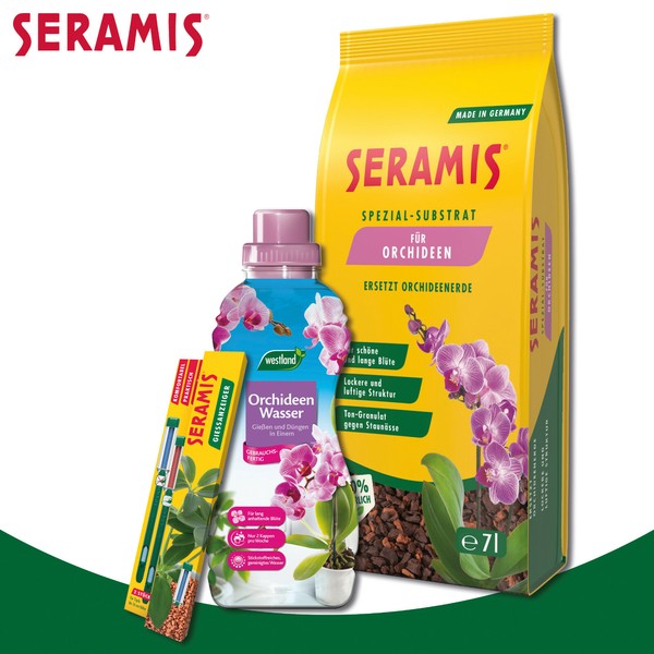 Seramis 3Er-Set:Spezial-Substrat FüR Orchideen + Orchideen Wasser + GießAnzeiger-image