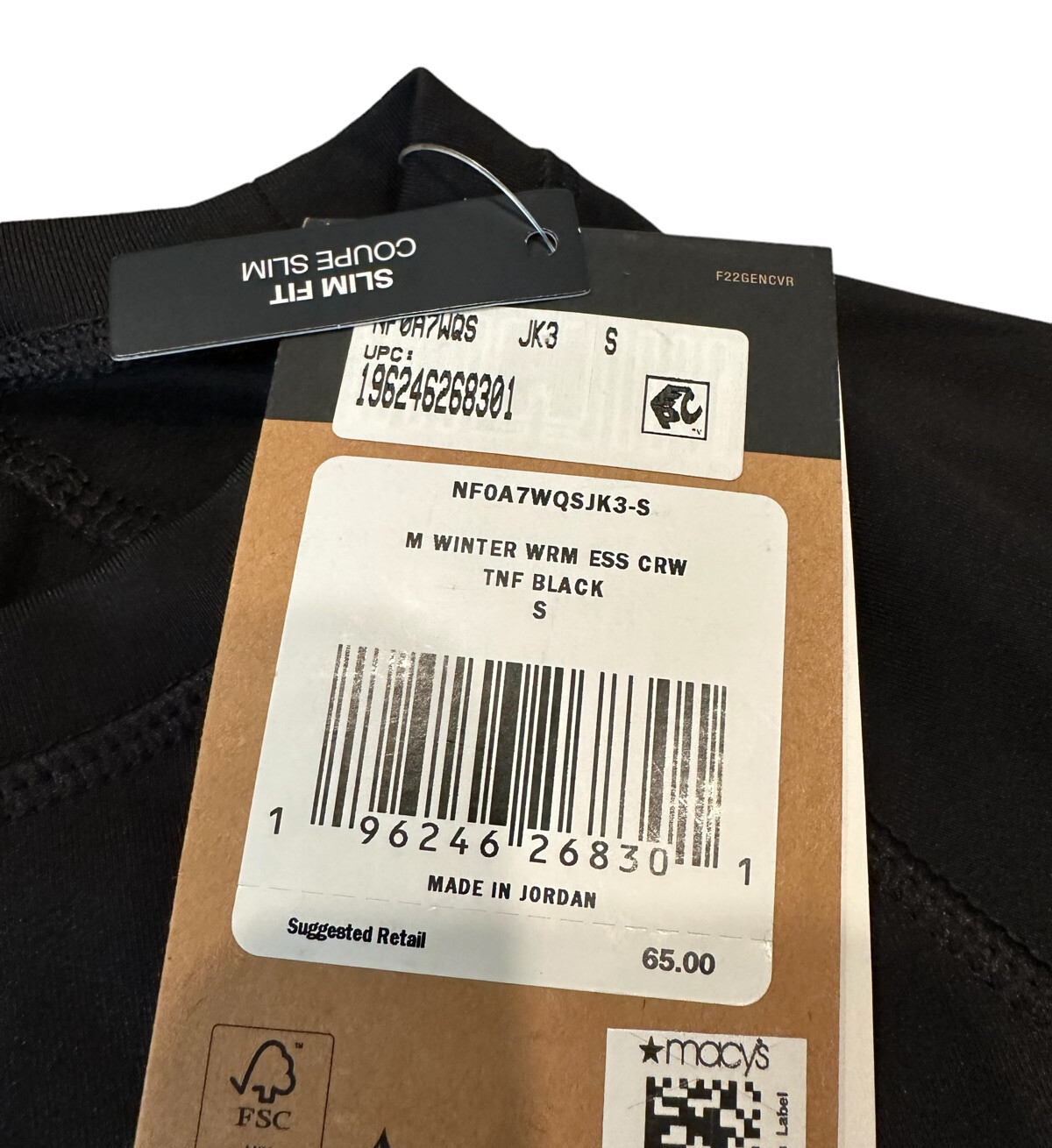 NEW The North Face Men's Winter Warm Essential Crew Top Black Size