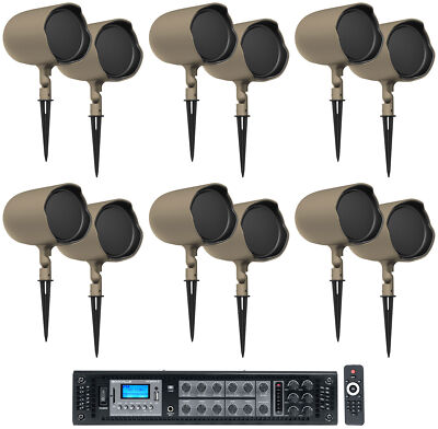 (12) JBL GSF6-TN 6.5'' Landscape Ground Stake/Wall 70v Commercial Speakers+Amp