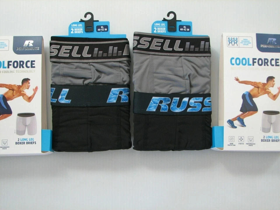 4 Pares Calzoncillos Boxer Rendimiento Cool Force Ropa Interior Pierna Larga XL 40-42" Russell  Foto 3 de 4
