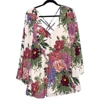 Show Me Your MuMu Joni Flow Dress Bell Sleeve Size XS Floral Shift Mini