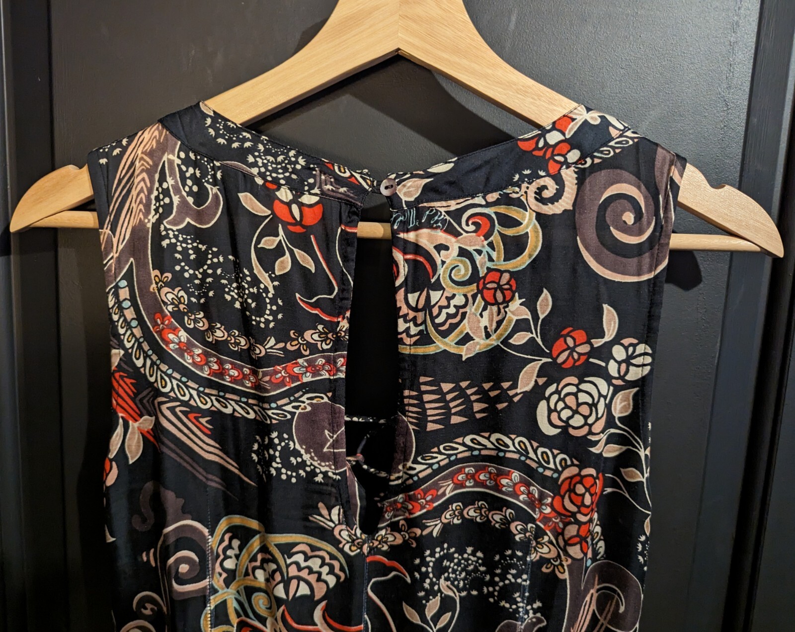 Odd Molly Women's Almost Black Backstage Floral Sleeveless Maxi Dress Size 0