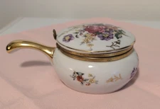 PARMA Vintage Porcelain Silent Butler Crumb Catcher Floral Gold Trim Japan 6x4”