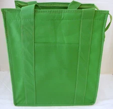 INSULATED REUSABLE GROCERY BAG - LIME GREEN  - Thermal Zipper Shopping Tote