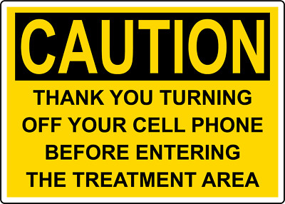 CAUTION THANK YOU TURNING OFF YOUR CELL PHONE| Laminated Vinyl Decal Sticker