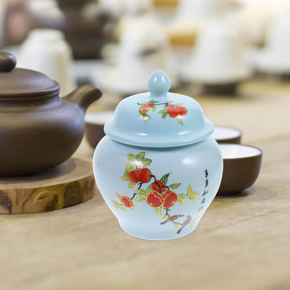 2pcs Ceramic Tea Canister Airtight Vintage Chinese Style Tea Storage