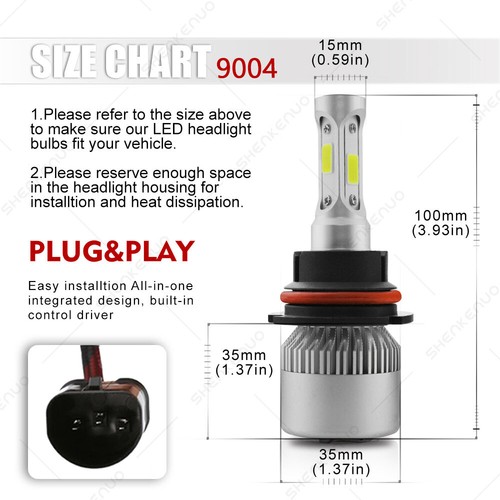 Faros LED de haz alto bajo S2 para Toyota Previa 1991-1993 blancos 9004 HB1 - Imagen 10 de 12