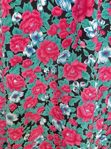 Vintage Kleid Blumenmuster rosa grün schwarz voller Rock Passform modern 12 14 - Bild 12 von 12