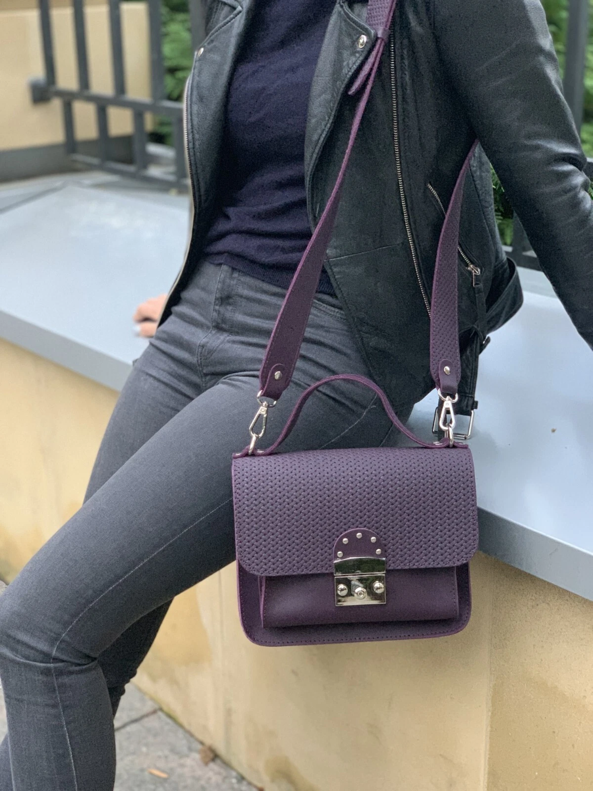 COACH Borsa donna viola melanzana tracolla pelle borsetta melanzana viola tracolla