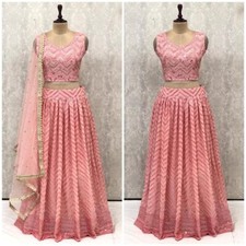 Sabya Sachi    Inspired Designer Pink /Peachish Mirrors Lehanga Choli Medium