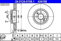 2X Ate 24.0124-0158.1 Bremsscheibe FüR Renault
