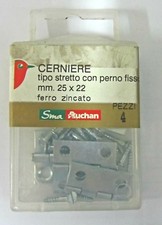 4 Cerniere Cerniera Tipo Stretto con Perno Fisso 25x22 mm Ante Mobili Ferro
