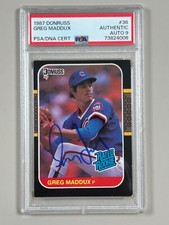 Greg Maddux Signed 1987 Donruss Card #36 PSA 9 Auto Chicago Cubs RC Rookie HOF B