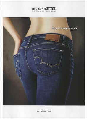 BIG STAR Denim 1-Page PRINT AD Fall 2012 woman's butt in tight low-rise