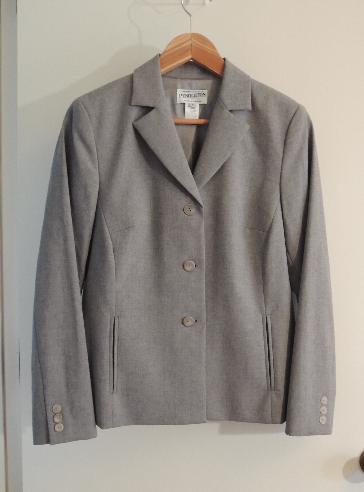 PENDLETON Wool Blend  3 Button Gray Lined Dress S… - image 1