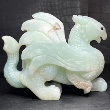 432gNatural Crystal Mineral Specimen. Amazon Stone. Hand-carved Griffin,Gift.WB