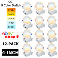 12 Pack 4 Inch 5CCT Ultra-Thin LED Recessed Ceiling Light with Junction Box