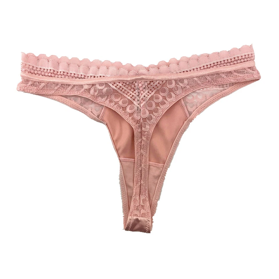 5 Pcs Women's Sexy Satin Thongs Panties Lace Trim G-string V-back Underwear,S-XL - Image 4 of 4