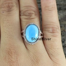 Natural Turquoise 925 Sterling Silver Boho Statement Designer Women Ring